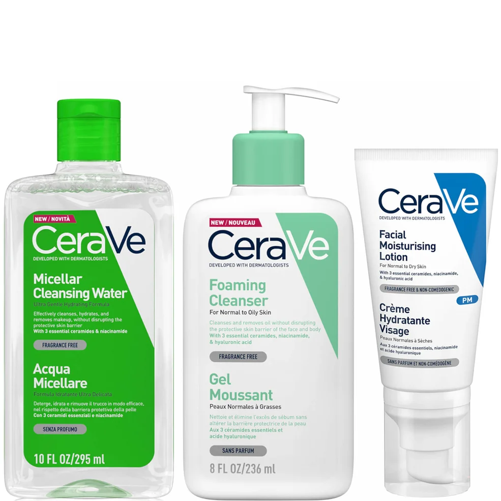 CeraVe Foaming 3 Step Double Cleanse and Moisturise Bundle Image 1