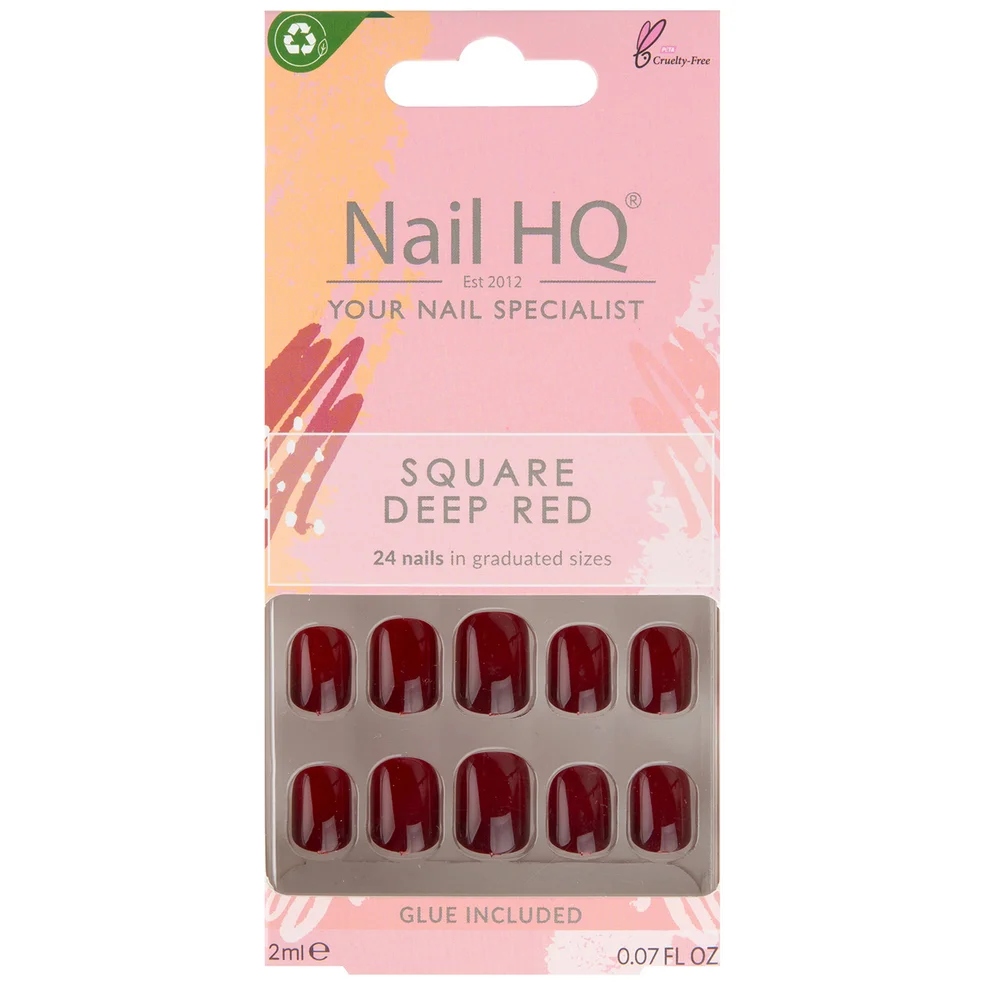 Nail HQ Square Nails Deep Red (24 Pieces) Image 1