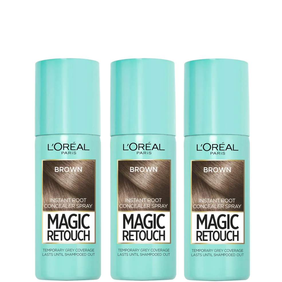 L’Oréal Paris Magic Retouch Medium Brown Root Concealer Spray Trio Bundle Image 1