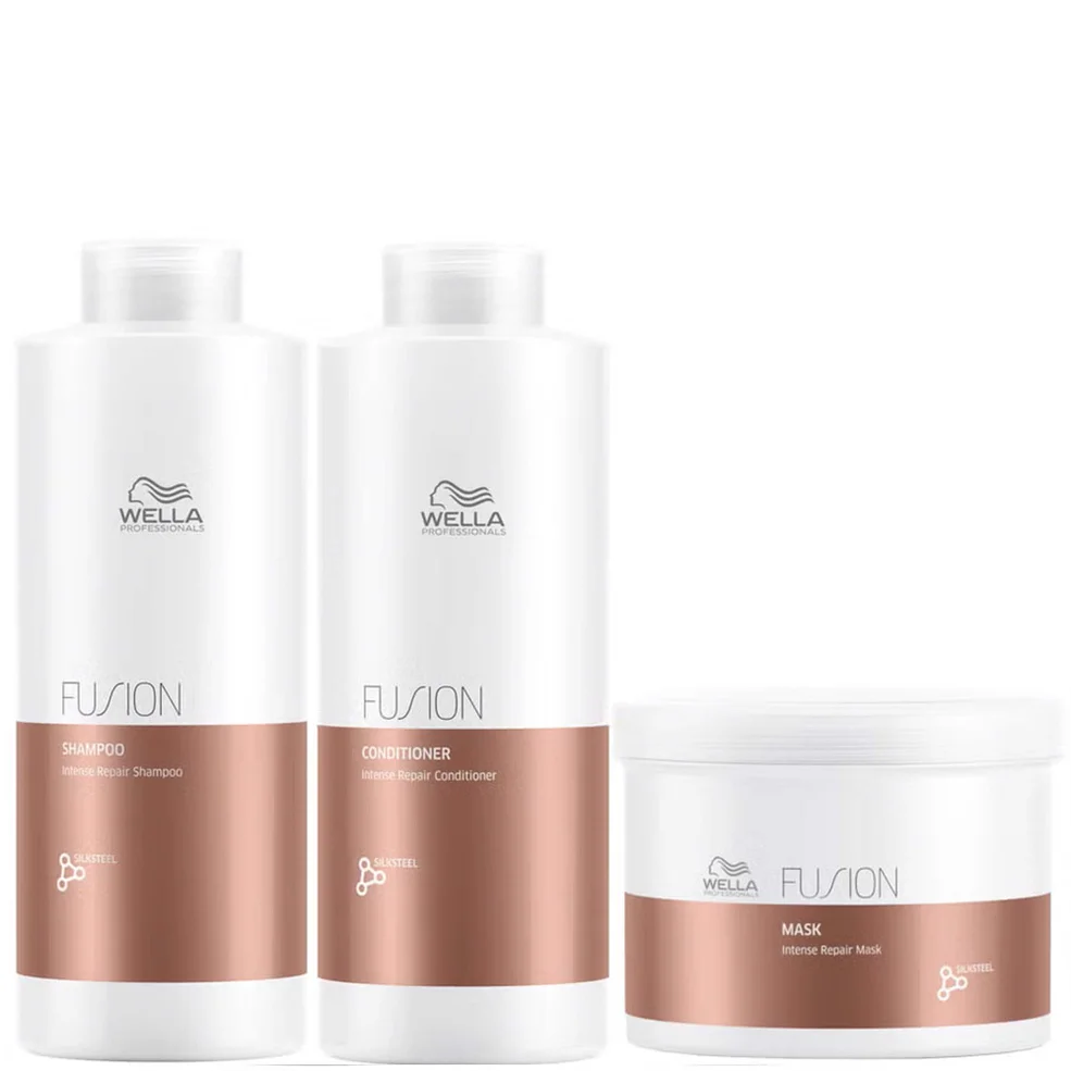 Wella Professionals Fusion Repair Shampoo, Conditioner and Mask Super Size Regime Bundle Image 1