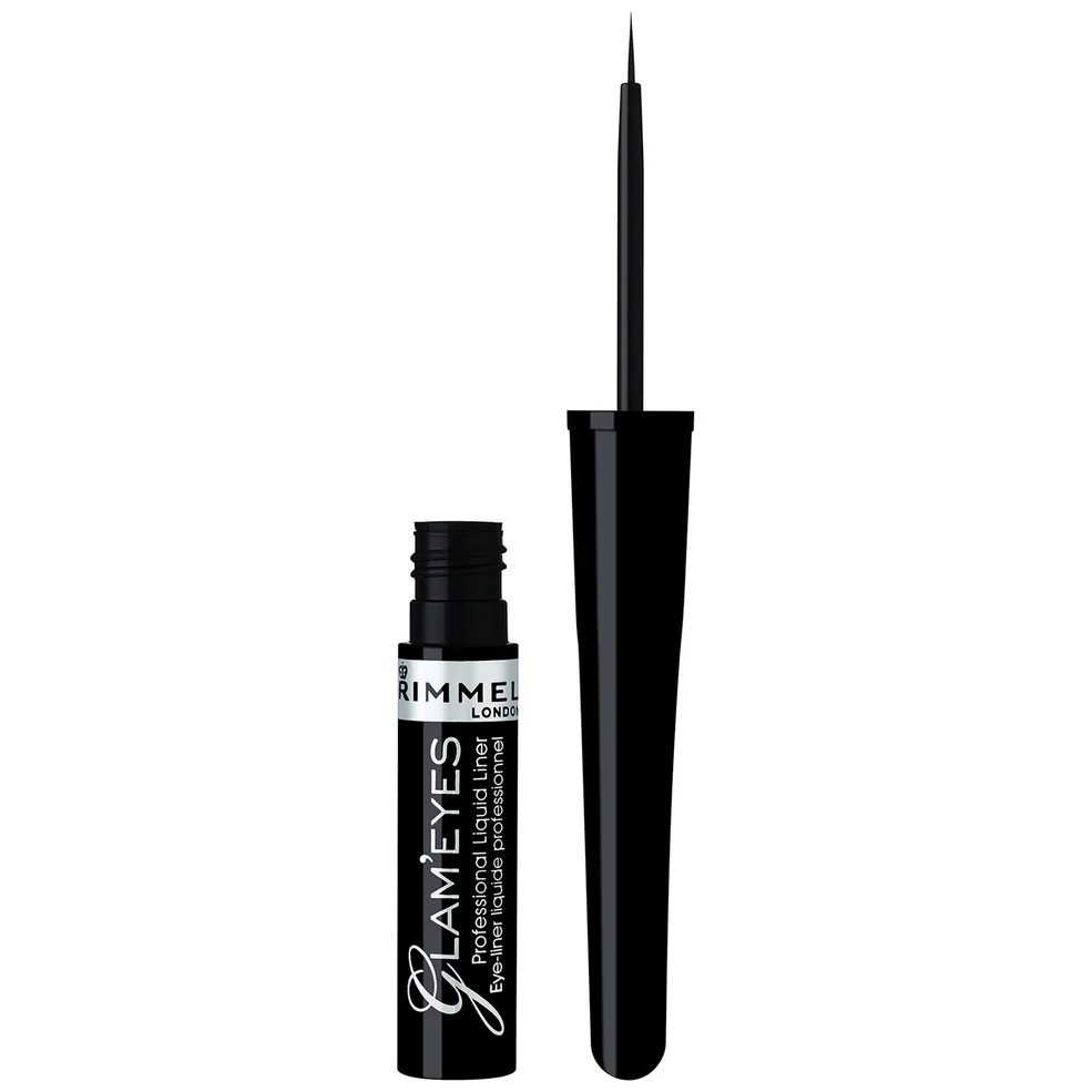 Rimmel London Glameyes Professional Liquid Eyeliner – 01 – Black Glamour, 4ml Image 1