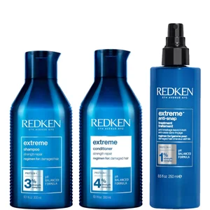 Redken Extreme Shampoo, Conditioner and Anti-Snap Leave-in Treatment Strength Repair Bundle for Damaged Hair - undefined undefined