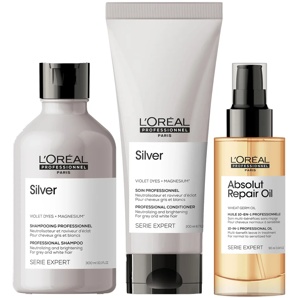 L'Oréal Professionnel Silver Shampoo, Conditioner and Oil Trio Image 1