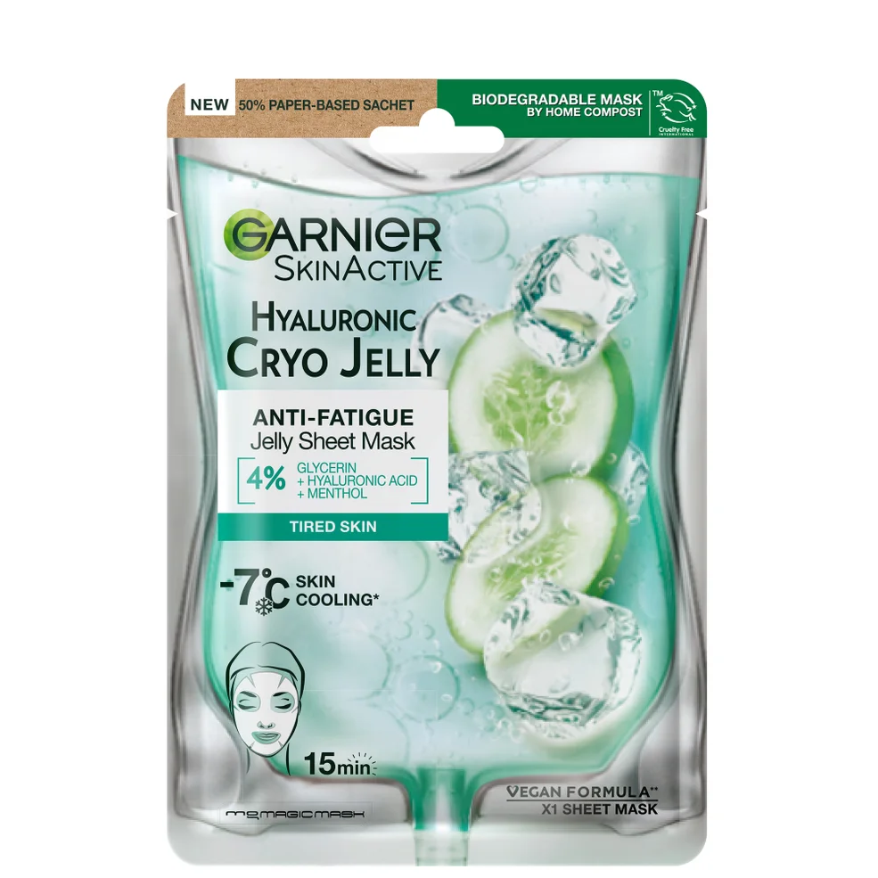 Garnier Anti-Fatigue Hyaluronic Acid and Icy Cucumber Cryo Jelly Face Mask 27g Image 1