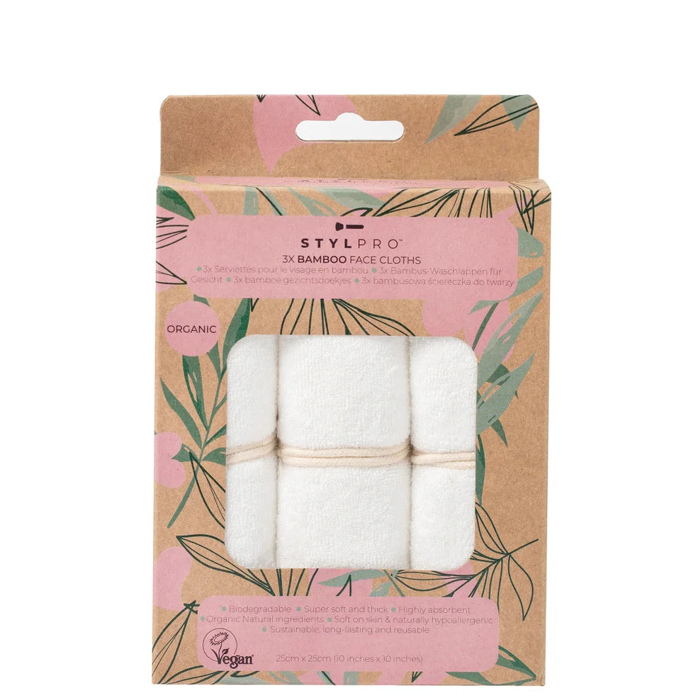 StylPro Bamboo Face Cloths Pack of 3 Image 1