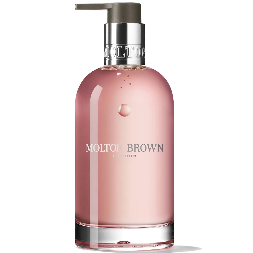 Molton Brown Delicious Rhubarb and Rose Fine Liquid Hand Wash in Glass Bottle 200ml Image 1