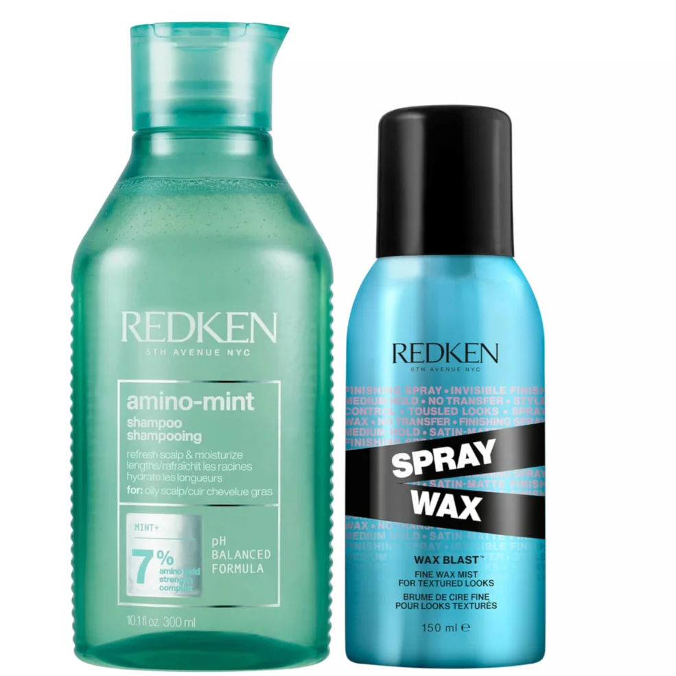 Redken Amino Mint for Oily Scalps and Finishing Hair Spray Wax for Body and Dimension Bundle Image 1