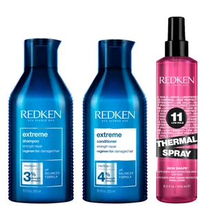 Redken Extreme Shampoo and Conditioner For Damaged Hair with Thermal Spray Heat Protector - undefined undefined