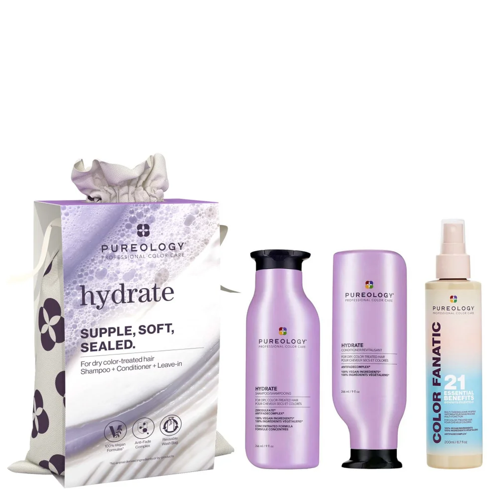 Pureology Hydrate Shampoo Conditioner and Color Fanatic Hair Gift Set For Dry Hair Image 1