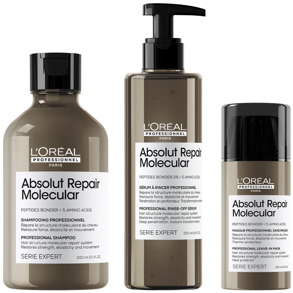 L'Oréal Professionnel Serie Expert Absolut Repair Molecular Shampoo, Rinse-off Serum and Mask Routine for Damaged Hair Image 1