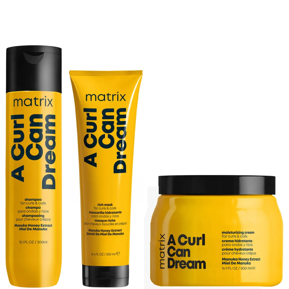 Matrix A Curl Can Dream Manuka Honey Infused Shampoo, Mask and Leave-in Cream Routine for Curls and Coils Image 1