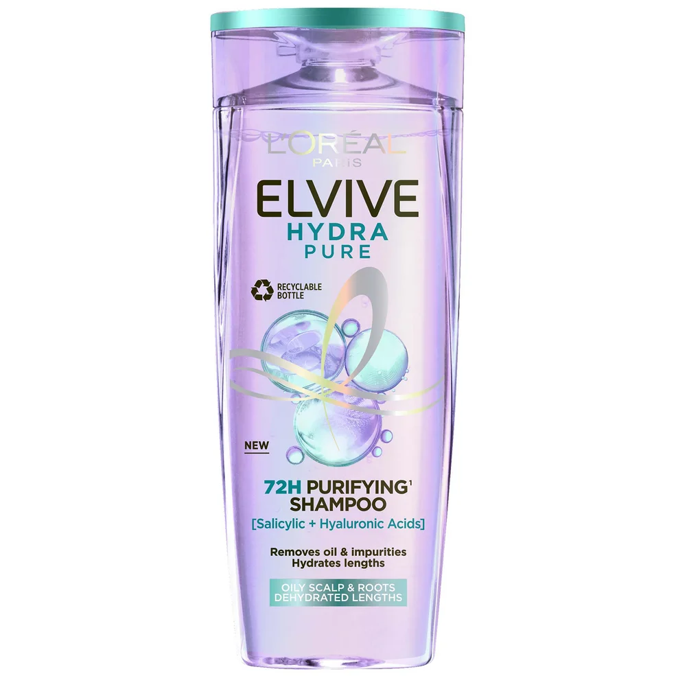L'Oréal Paris Elvive Hydra Pure 72h Purifying Shampoo with Hyaluronic and Salicylic Acids 500ml Image 1