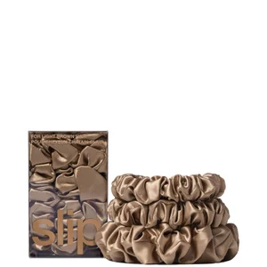 Slip Pure Silk Back To Basics Assorted Scrunchie Set (Various Colours) - Colour Light brown