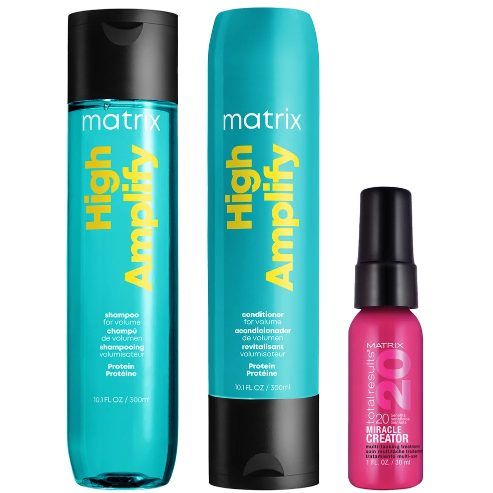 Matrix High Amplify Shampoo, Conditioner and Miracle Creator 20 Travel Size Bundle for Fine and Flat Hair Image 1