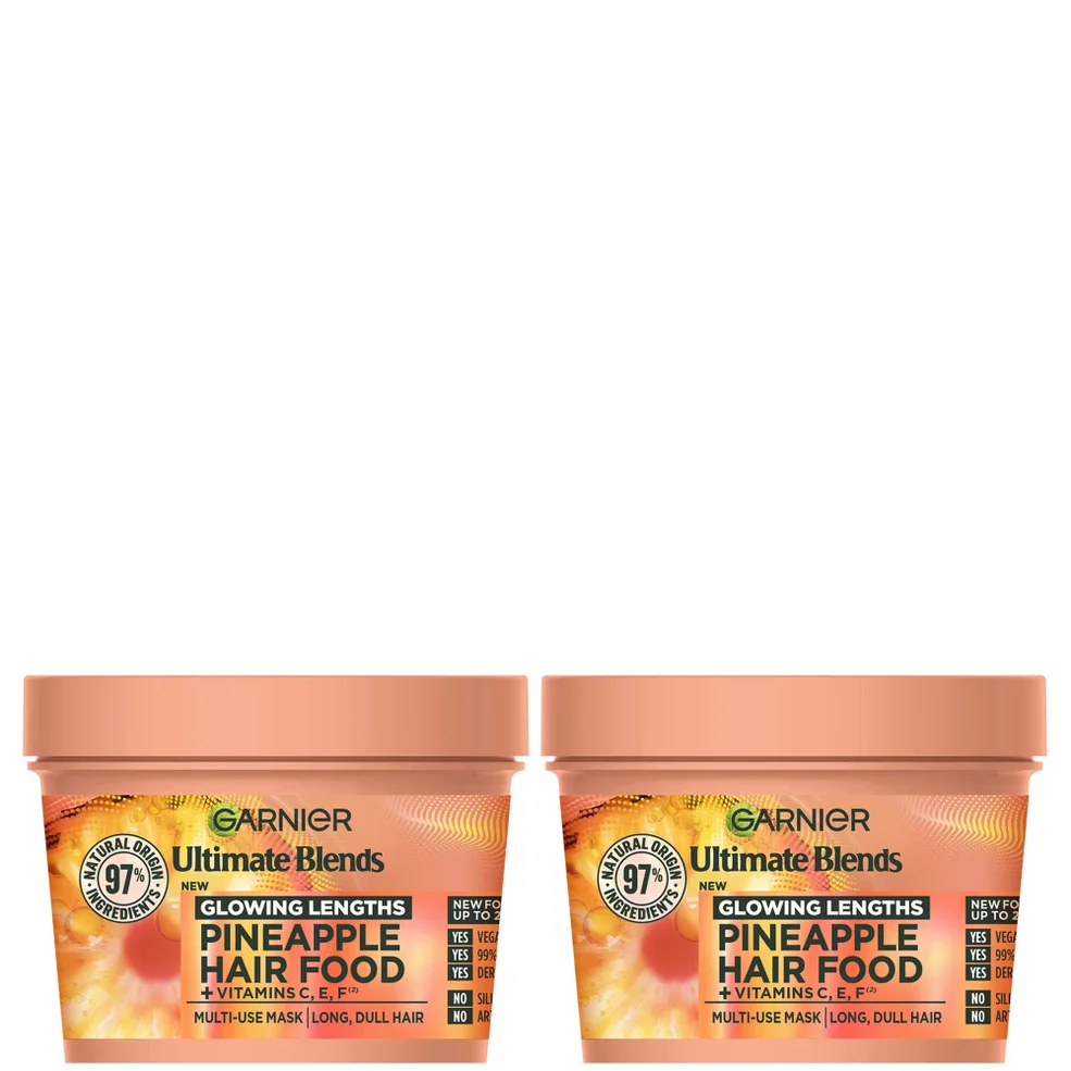 Garnier Ultimate Blends Pineapple 3-in-1 Glowing Hair Mask Duo Image 1