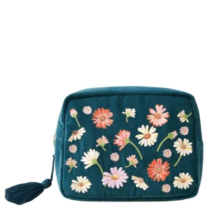 Elizabeth Scarlett Wildflower Rich Blue Velvet Wash Bag - Option Wildflower Rich Blue