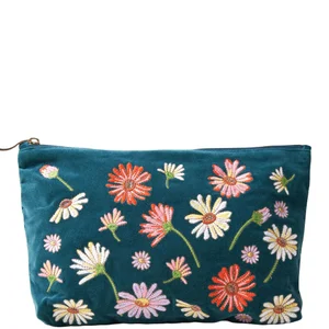 Elizabeth Scarlett Wildflower Rich Blue Velvet Everyday Pouch - Option Everyday Pouch