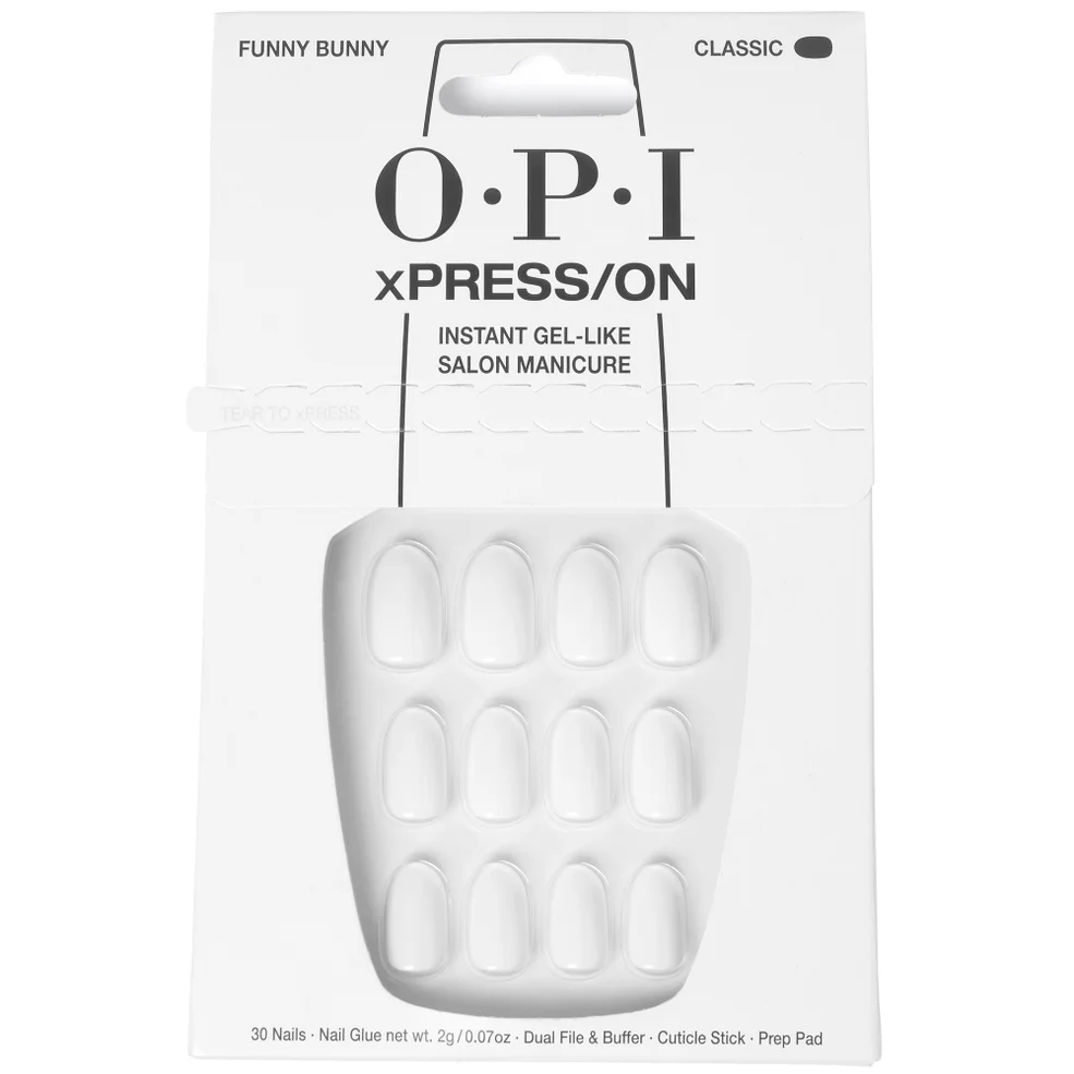 OPI xPRESS/ON White Press On Nails Gel-Like Salon Manicure - Funny Bunny Image 1