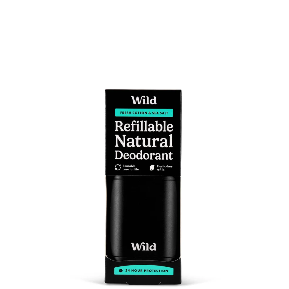 Wild Men's Fresh Cotton and Sea Salt Deodorant in Black Case 40g Image 1
