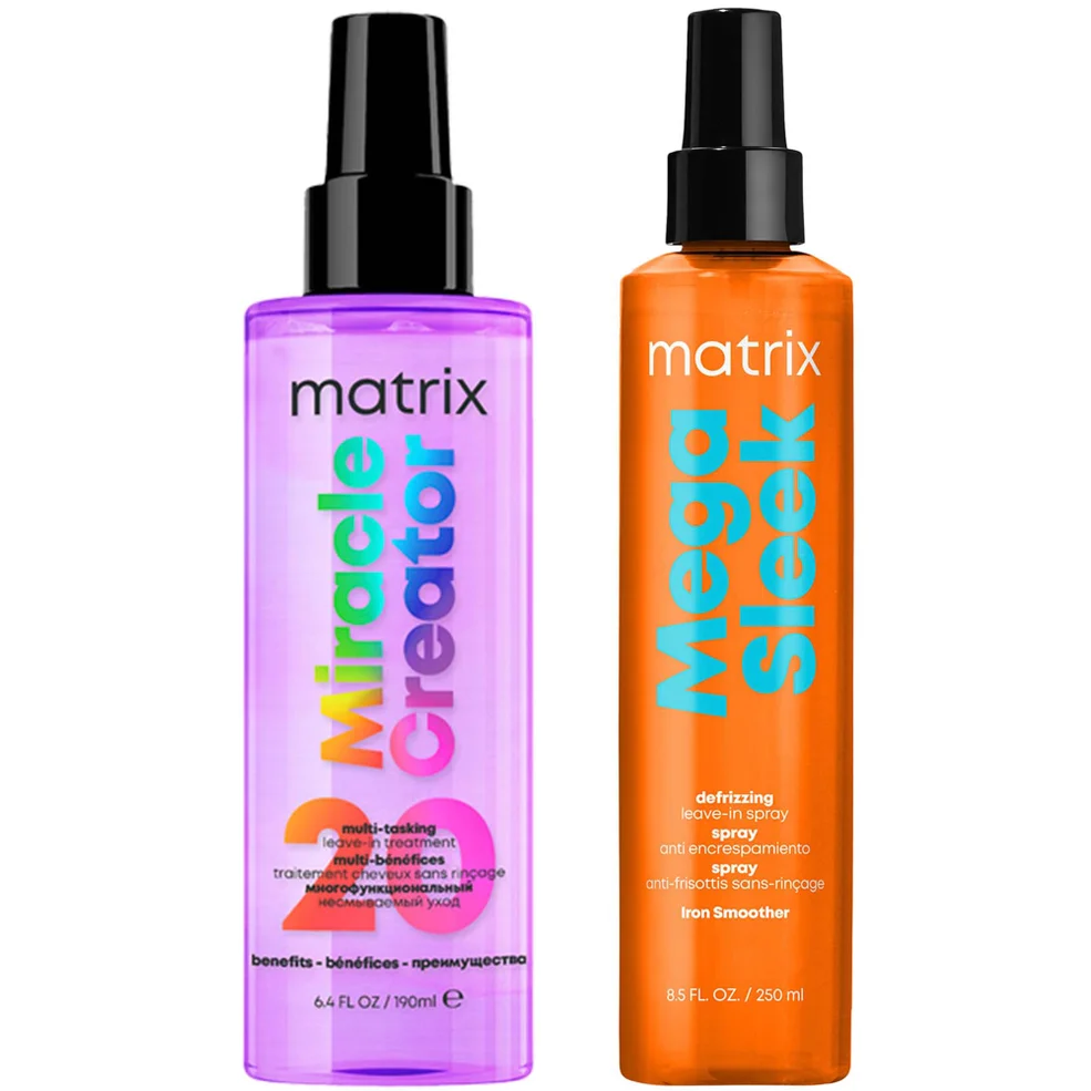 Matrix Mega Sleek Iron Smoother For Anti-Frizz and Humidity Protection + Miracle Creator 20 Benefits Hair Treatment Spray Bundle Image 1