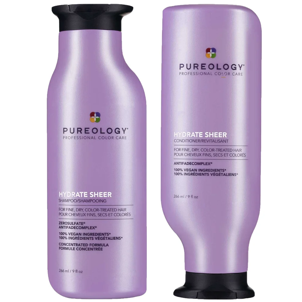 Pureology Hydrate Sheer Shampoo and Conditioner Bundle for Fine, Dry Hair, Sulphate Free for a Gentle Cleanse Image 1