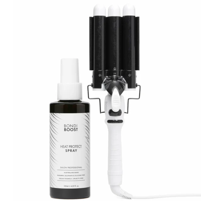 BondiBoost 32mm Wave Wand and Heat Protect Spray 125ml Bundle