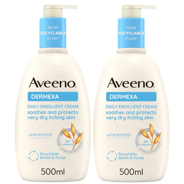 Aveeno Dermexa Cream Duo for Very Dry Itchy Skin 1L Mega Bundle