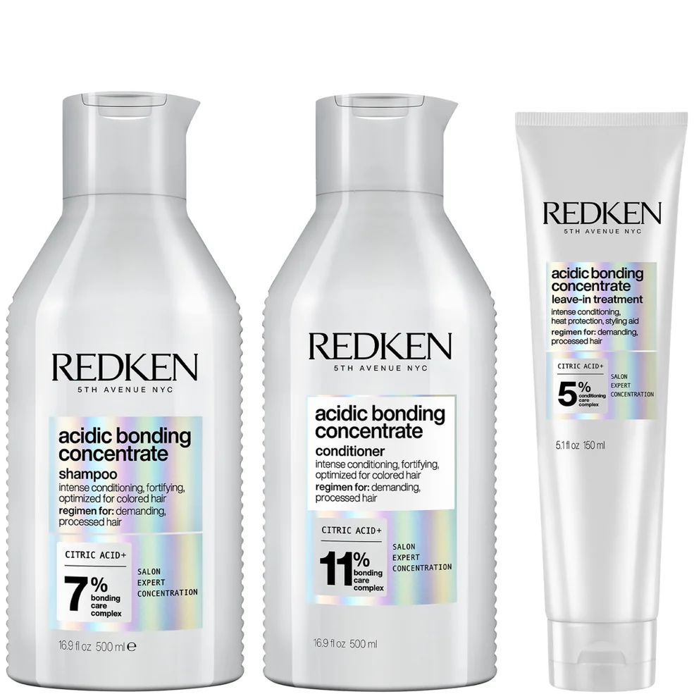 Redken Acidic Bonding Concentrate Shampoo 500ml, Conditioner 500ml and Leave-in Treatment 150ml Bond Repair Supersize Bundle Image 1