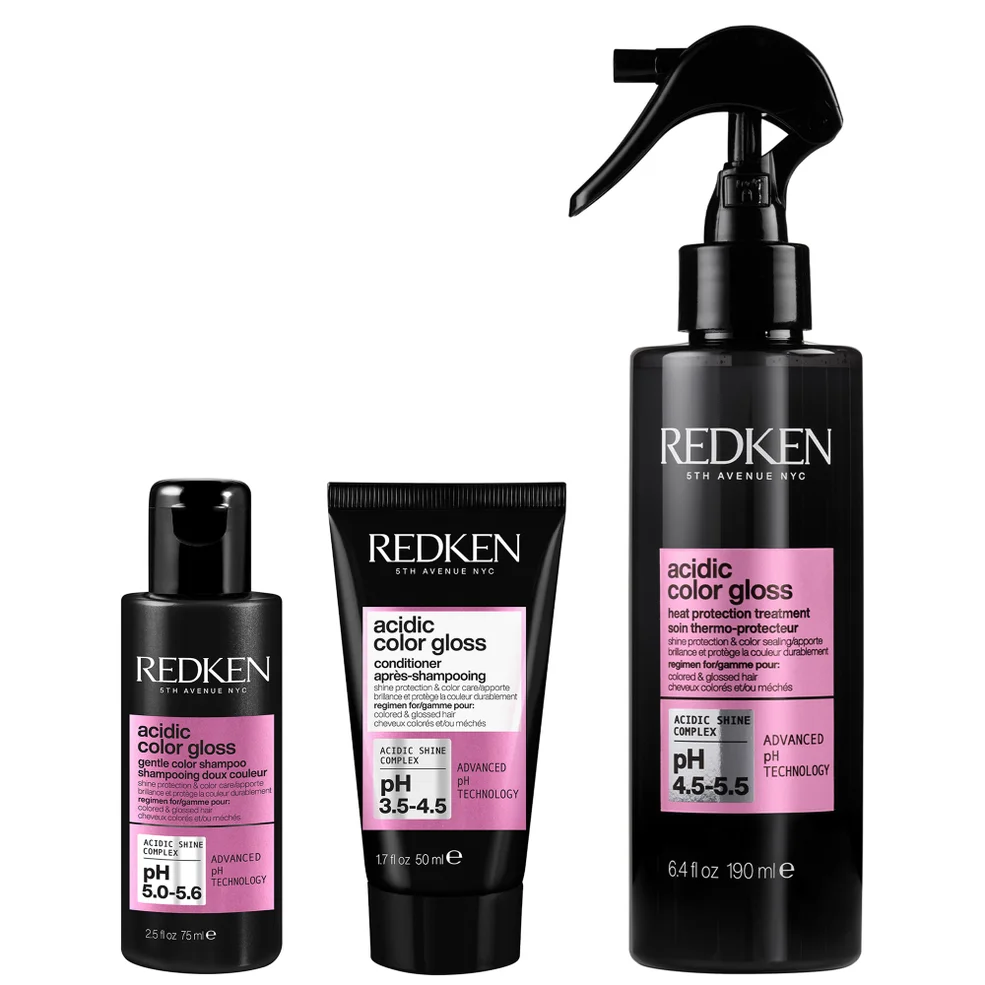 Redken Acidic Color Gloss Shampoo Mini 75ml, Conditioner Mini 50ml and Heat Protection Treatment 190ml Image 1