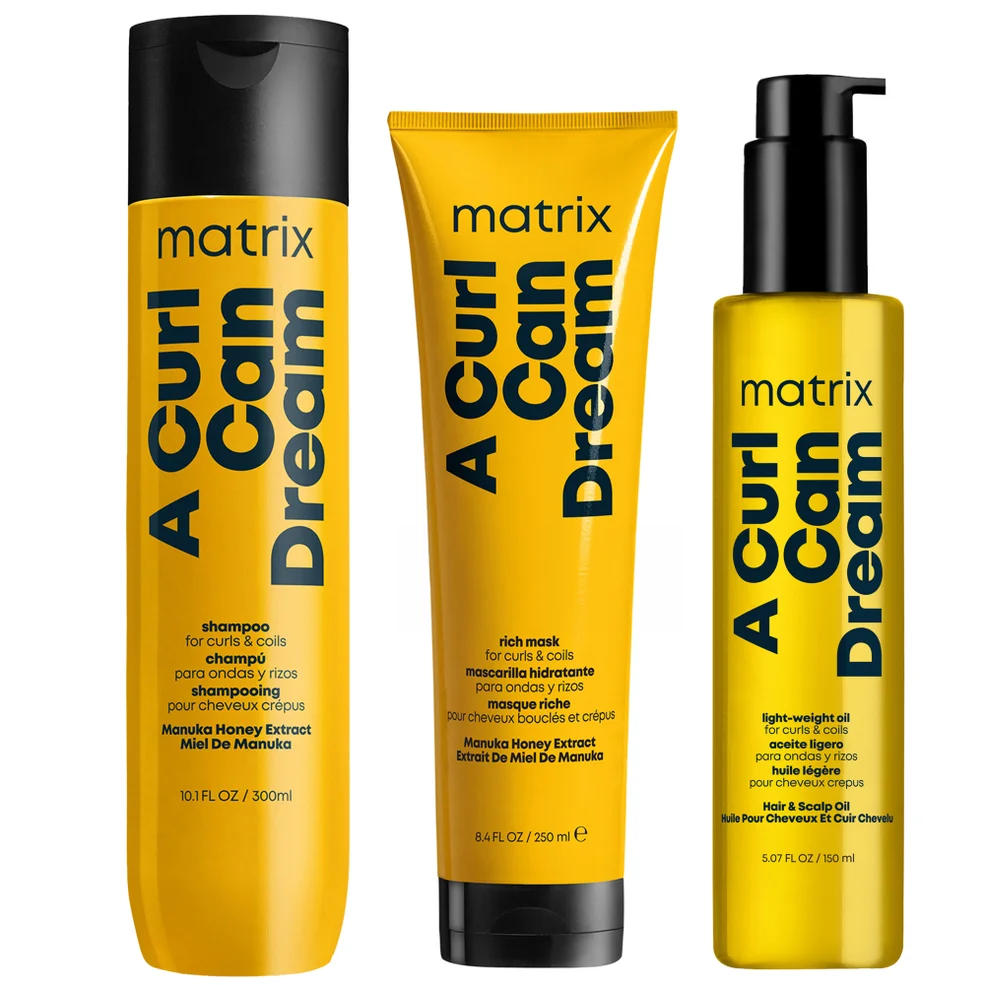 Matrix A Curl Can Dream Cleansing Shampoo 300ml, Hair Mask 250ml and Moisturising Hair Oil 150ml Bundle for Curls and Coils Image 1