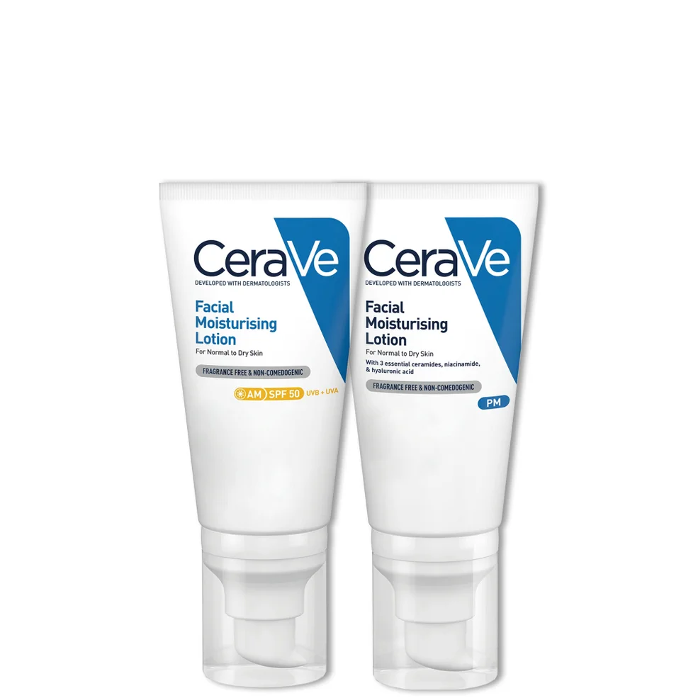 CeraVe Day & Night Facial Moisturising Duo for Dry Skin with SPF 50 and Niacinamide Image 1