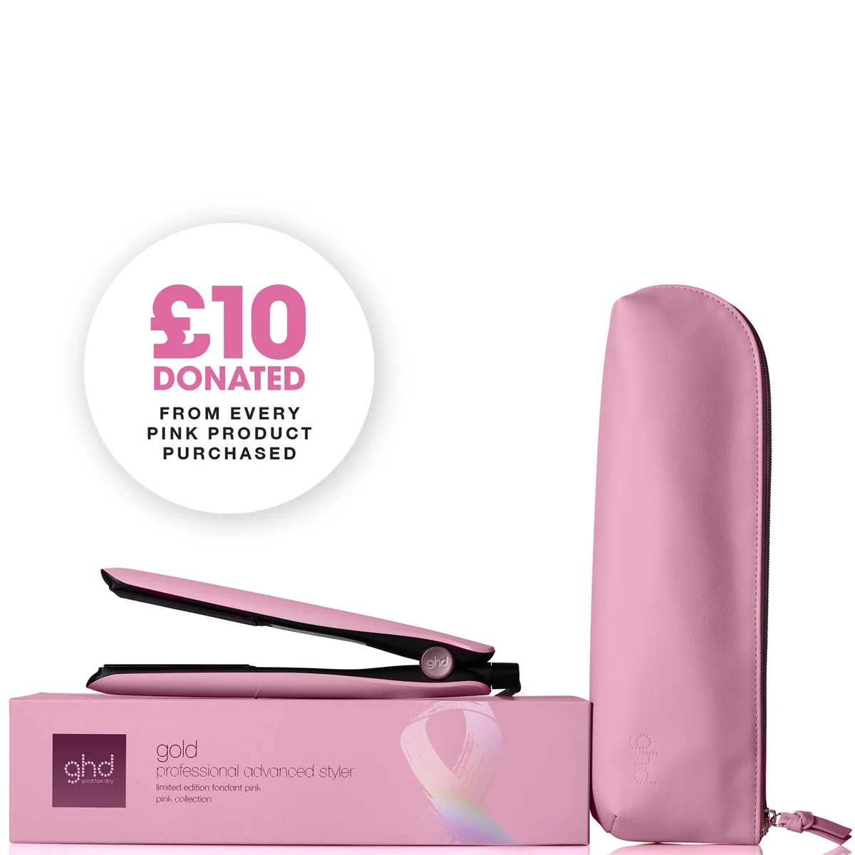 ghd Gold Limited Edition Hair Straightener Fondant Pink Charity