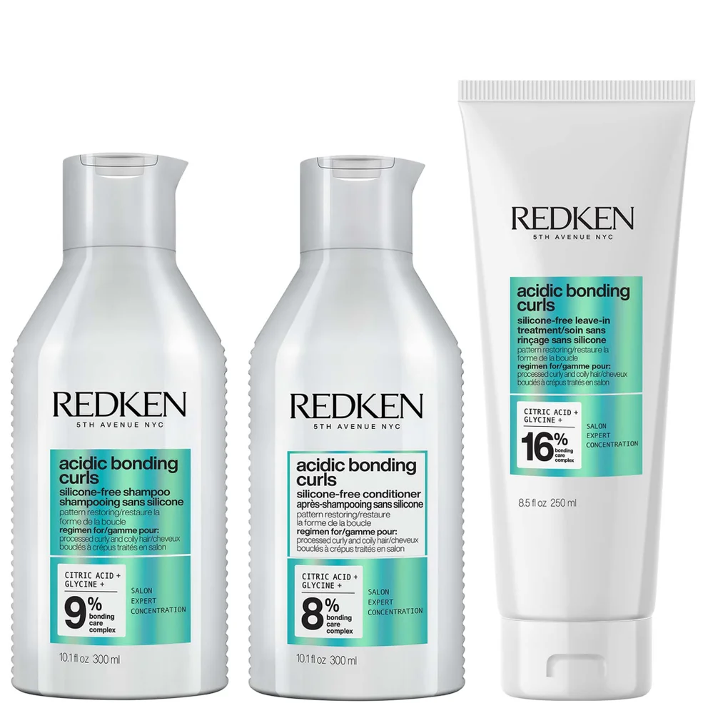 Redken Acidic Bonding Curls Silicone-Free Shampoo Conditioner and Leave-In Routine for Damaged Curls and Coils Image 1
