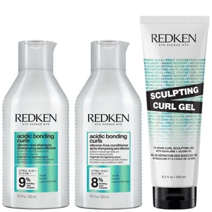 Redken Acidic Bonding Curls Shampoo Conditioner and Sculpting Curl Gel Bonding Care Bundle for Curls and Coils - undefined undefined