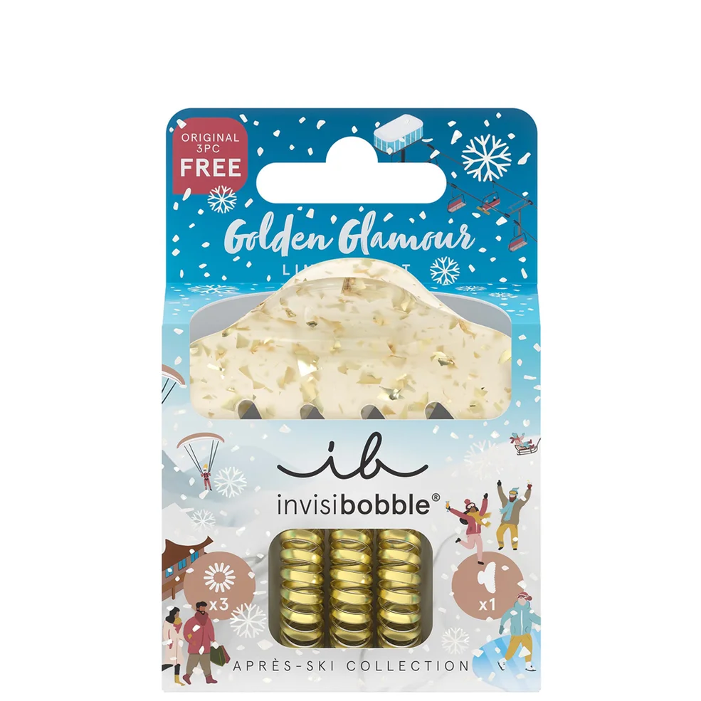 invisibobble Apres Ski Golden Glamour Spiral Scrunchie and Clip Set Image 1