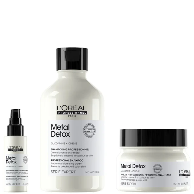 L'Oréal Professionnel Metal Detox Shampoo, Mask Duo with Free Pre-Shampoo for Breakage and Colour Fade Protection