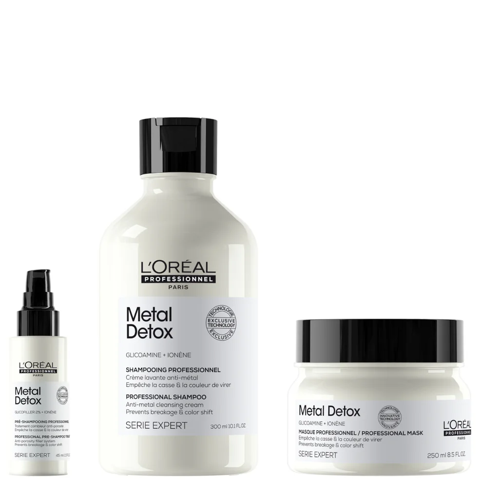 L'Oréal Professionnel Metal Detox Shampoo, Mask Duo with Free Pre-Shampoo for Breakage and Colour Fade Protection Image 1
