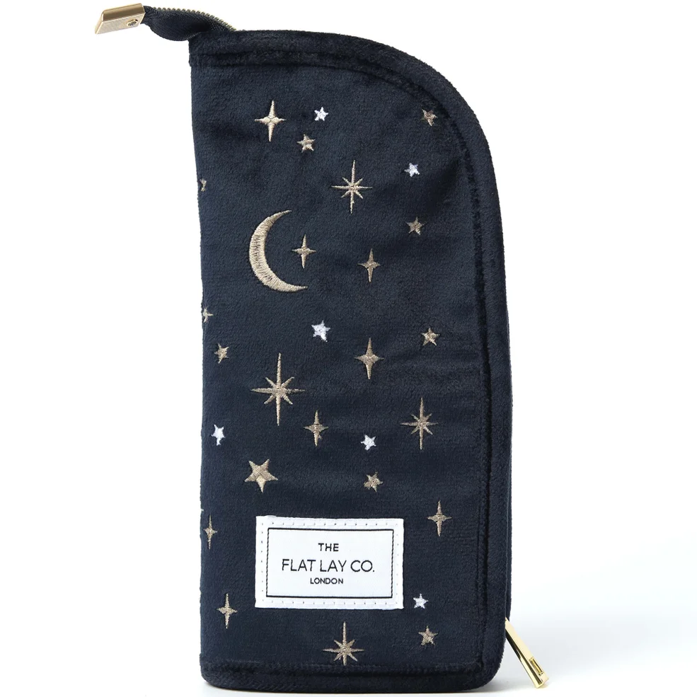 The Flat Lay Co. Brush Holder in Embroidered Celestial Blue Velvet Image 1