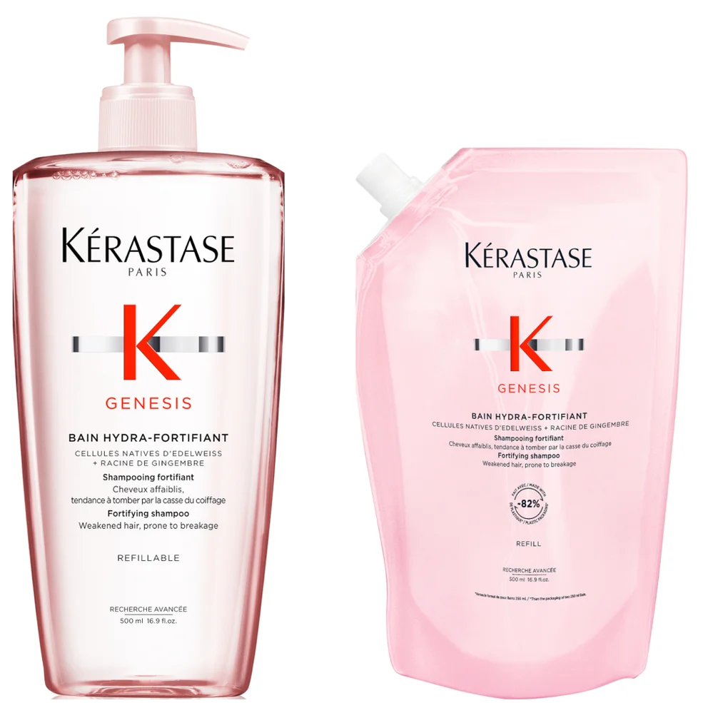 Kérastase Genesis Hydra-Fortifiant Refillable Shampoo And Refill Pouch Duo 500ml For Hair Fall Due To Breakage Image 1