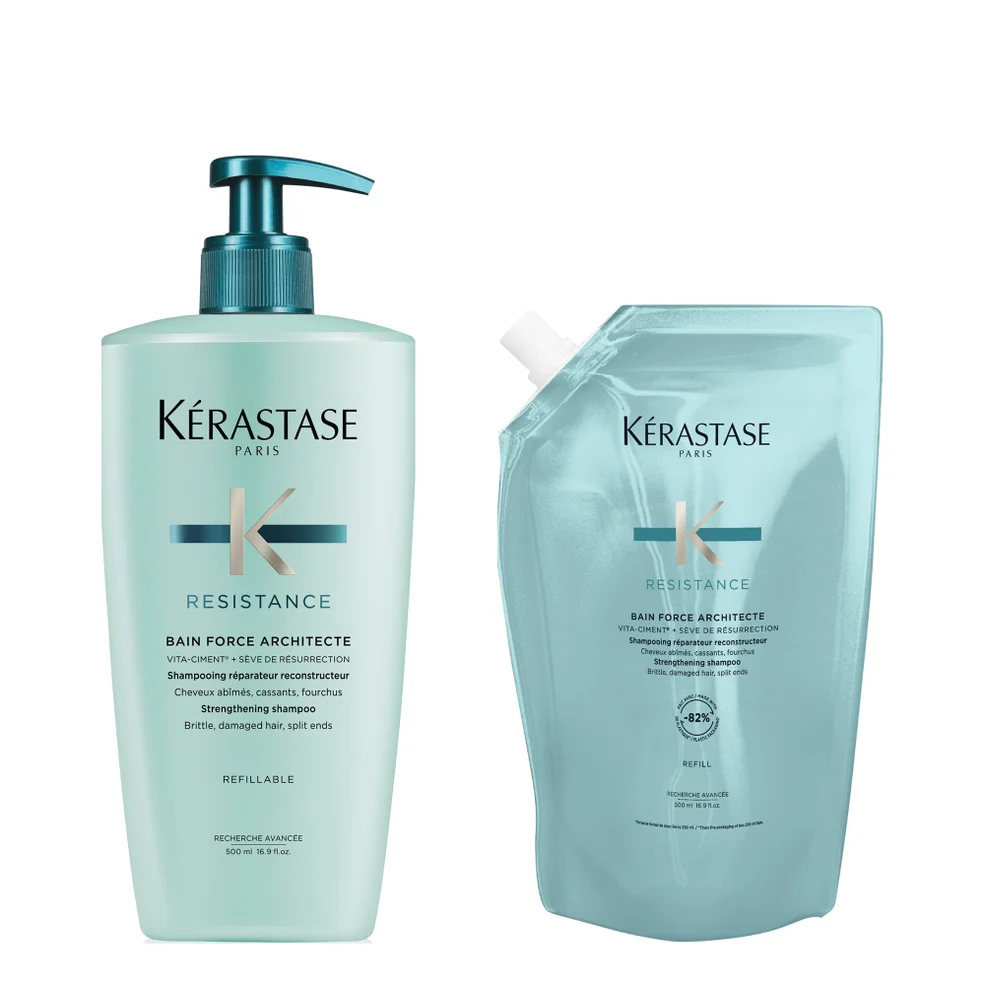 Kérastase Résistance Refillable Shampoo and Refill Pouch Duo for Fine to Medium Hair with Vita-Ciment Complex 500ml Image 1