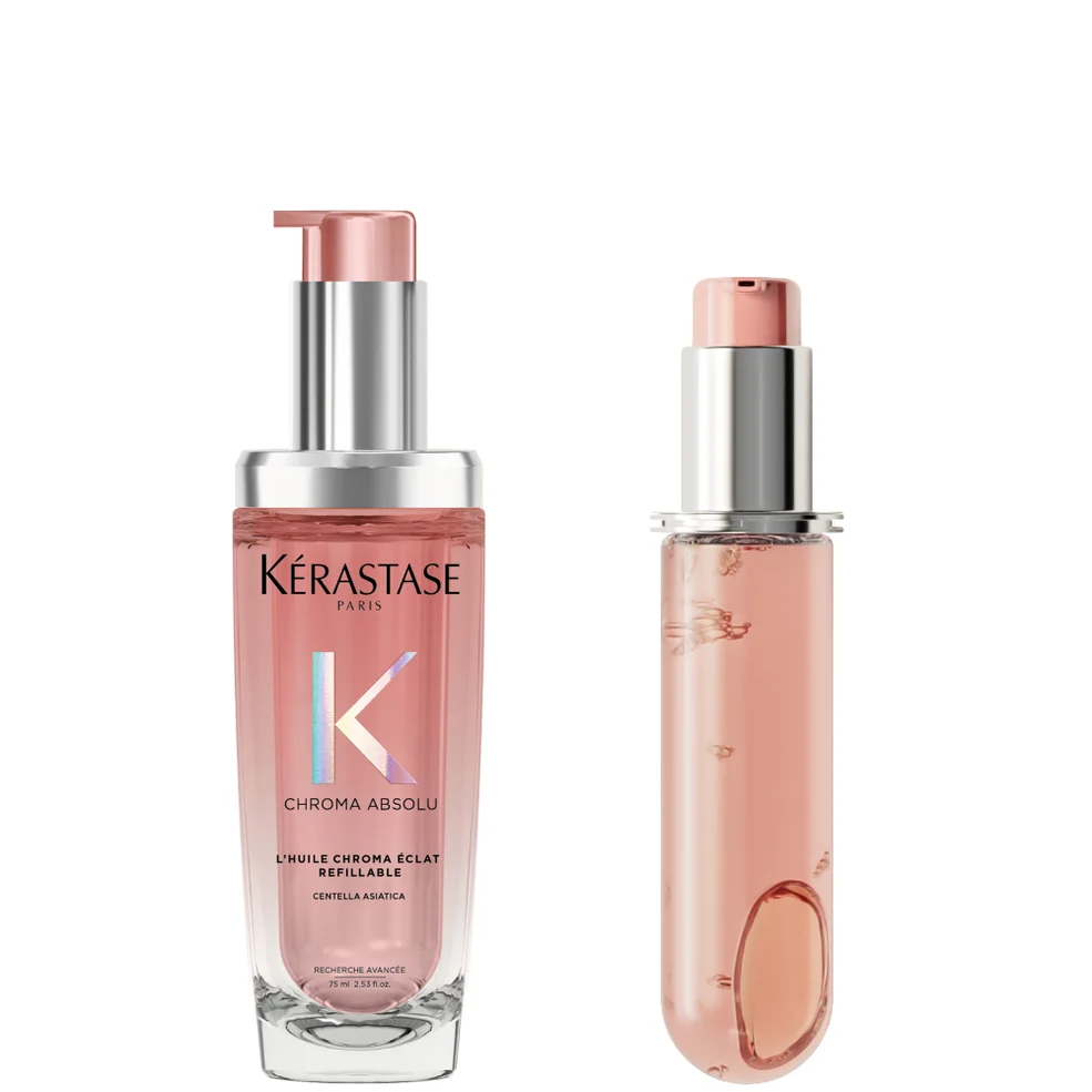 Kérastase Chroma Absolu Refillable Hair Oil and Refill Capsule Duo for Fine to Medium Hair with Glycerin & Hyaluronic Acid 75ml Image 1