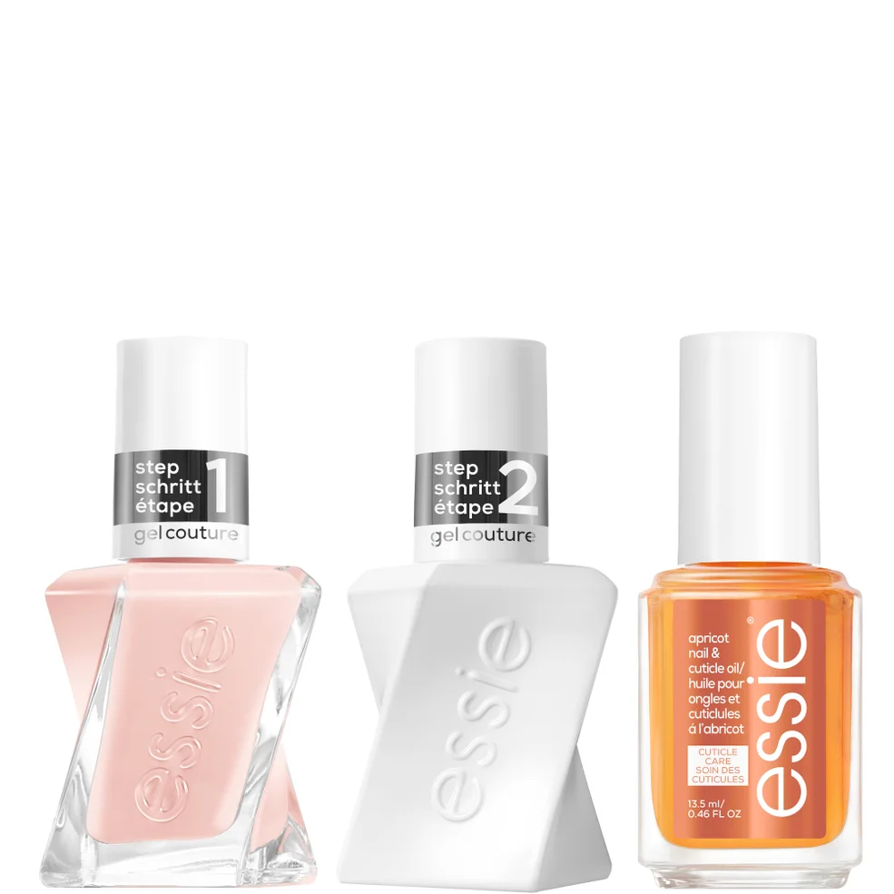 essie Gel Couture Nude Nail Polish Top Coat and Apricot Cuticle Oil Care Bundle Image 1