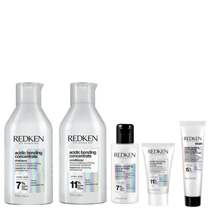 Redken Acidic Bonding Concentrate Shampoo and Conditioner 500ml with Shampoo 75ml, Conditioner 50ml and Leave-In Treatment 30ml - undefined undefined