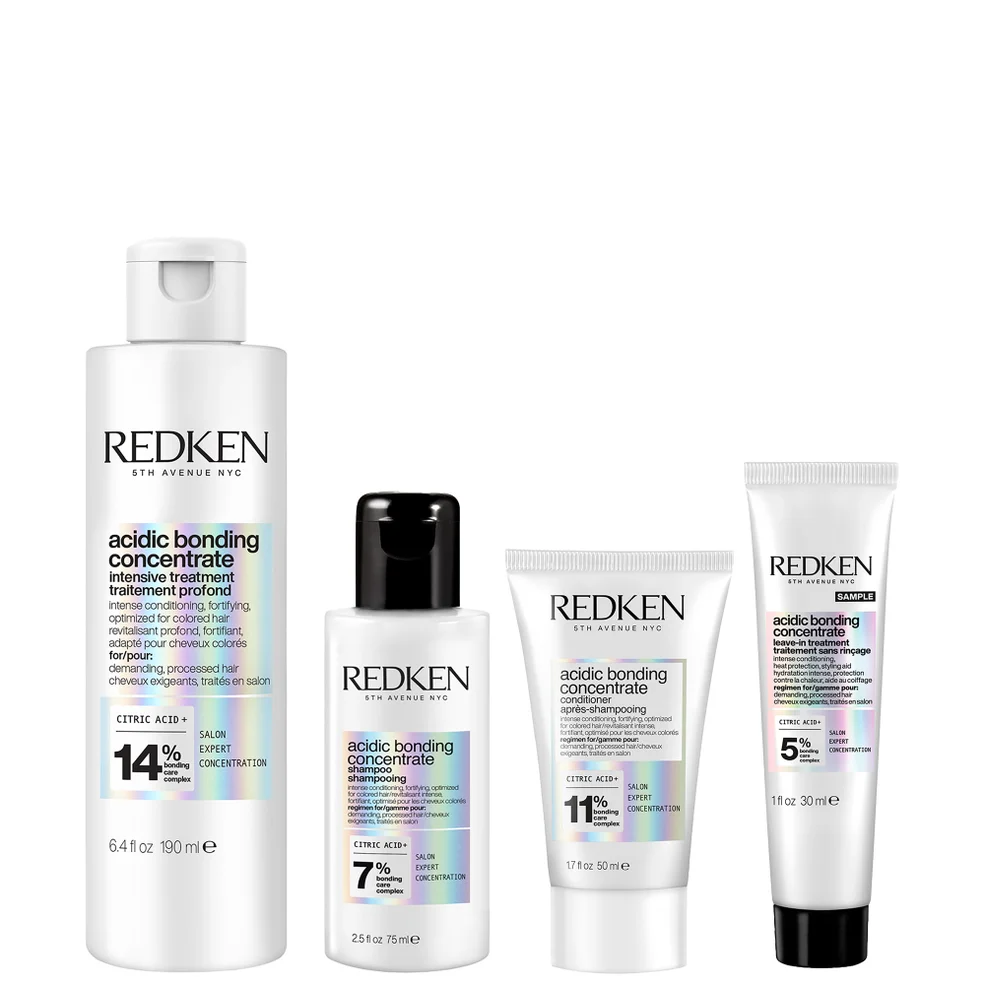 Redken Acidic Bonding Concentrate Pre-Treatment 150ml, Mini Shampoo 75ml, Mini Conditioner 50ml Gift Set and Mini Leave-In 30ml Image 1