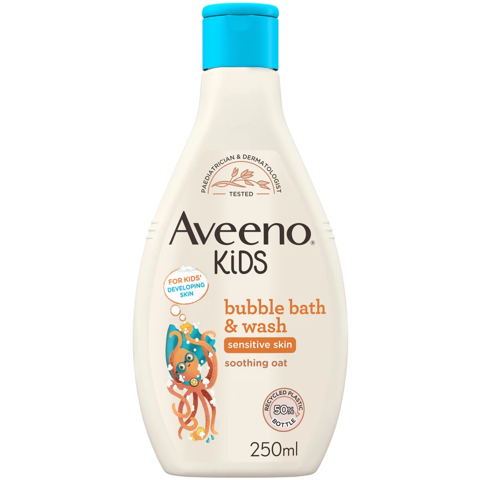 Aveeno Kids Bubble Bath and Wash with Soothing Oat Extract 250ml Image 1