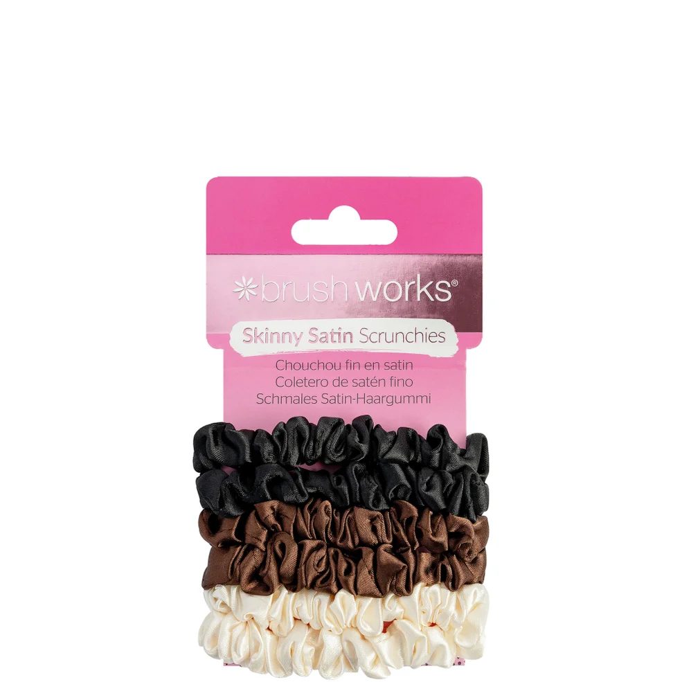 brushworks Skinny Satin Scrunchies - 6 Pack Image 1
