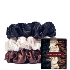 SILKE London Hair Scrunchies - Classic Mix - Colour Black,Brown,Champagne
