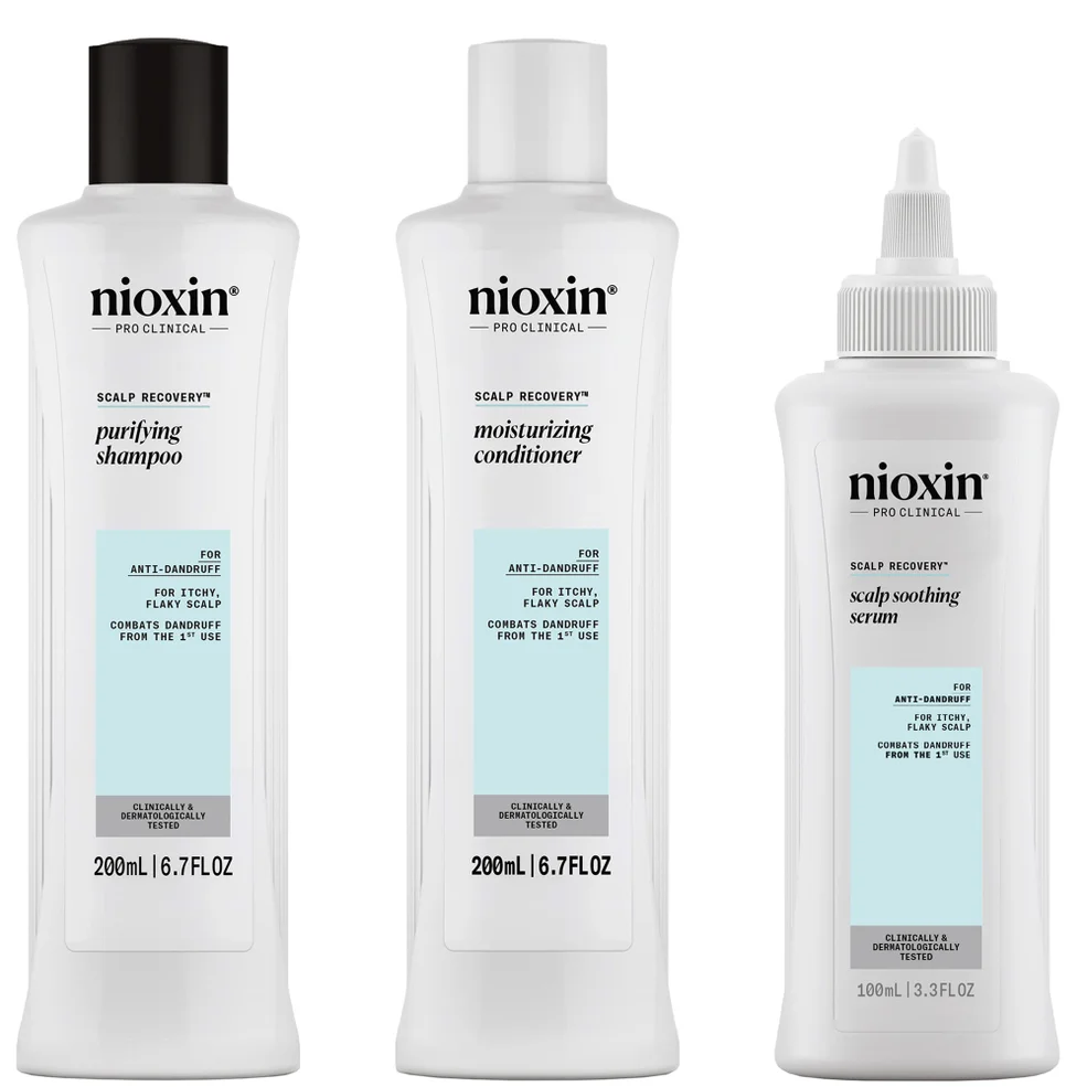 NIOXIN Scalp Recovery System for Anti-Dandruff & Itchy Scalp Relief - Includes Shampoo, Conditioner and Serum Image 1