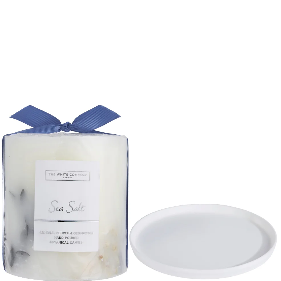 The White Company Sea Salt Botanical Candle and Plate - Medium Image 1