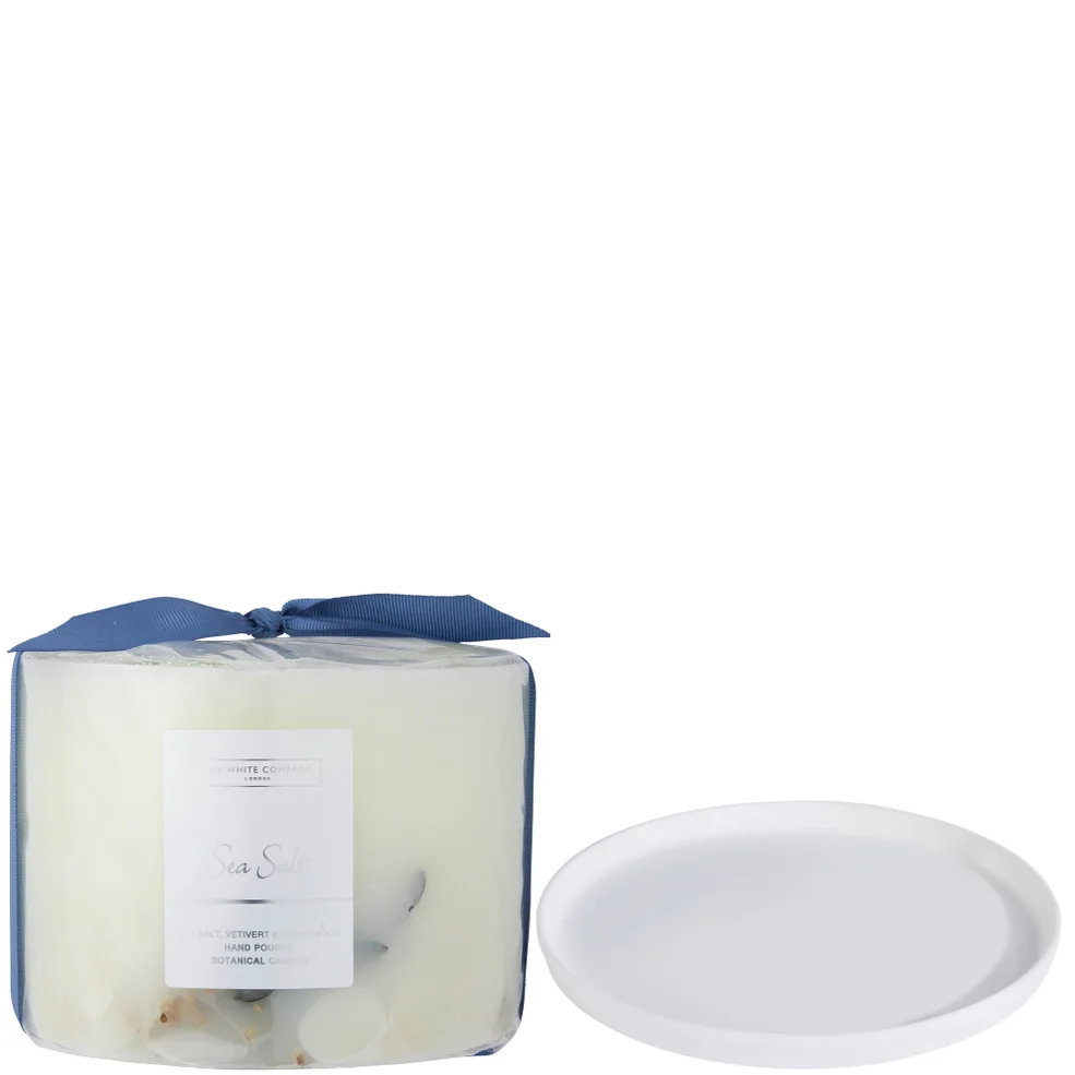 The White Company Sea Salt Botanical Candle and Plate - Large Image 1